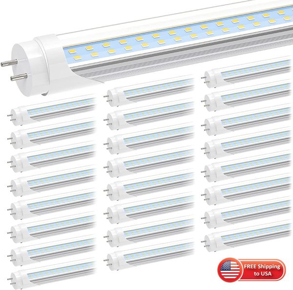 На складе в США LED T8 Tubes G13 4FT двухрядный 28W 2900LM SMD2835 192LEDS супер яркий светодиодный флуоресцентный свет матовый / прозрачная крышка