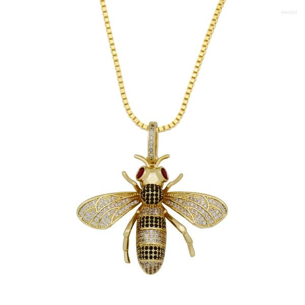 Подвесные ожерелья Dainty Big Bee Charm Drop Ожерелье для мужчины Punk Hip Hop Jewelry Высококачественный золотой цвет медовый парень Валентин