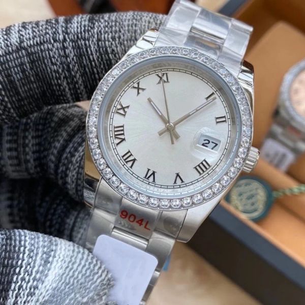 Relógios de alta qualidade moda feminina relógio mecânico automático 36mm moldura de diamante safira rosa senhoras relógios designer pulseira de aço ss relógios de pulso montre 4648