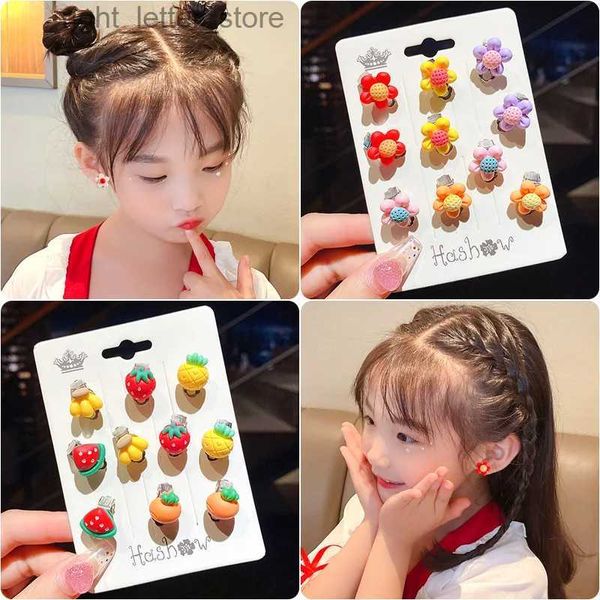 Stud 10 pz carino senza foro clip orecchini per ragazze bambini studente fiore animale frutta perni orecchio orecchino accessori gioielli orecchio YQ231128