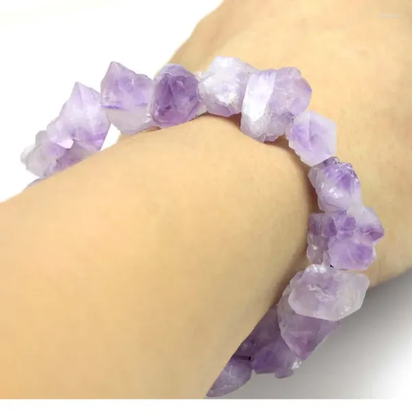 Strang LL Einzigartiger Stil, unregelmäßige Form, natürlicher Amethyst, Zahnarmband, Geschenk für Freund und Freundin, wunderschöner Schmuck