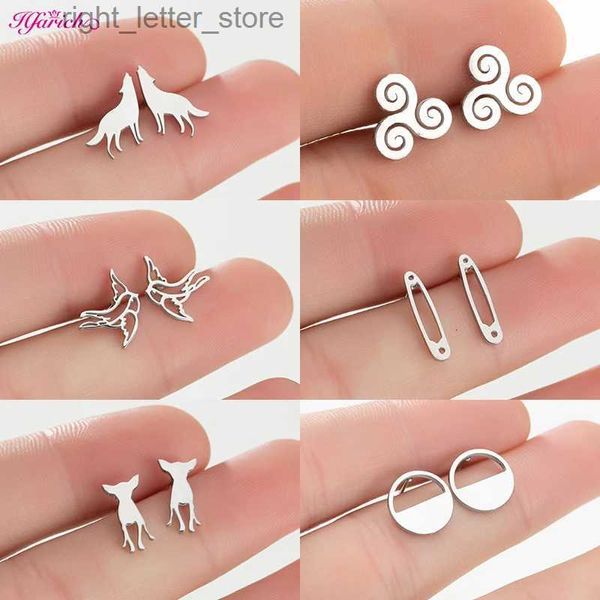 Ohrstecker 2022 Neue süße Tierohrringe für Frauen Mädchen Edelstahl Schwalbe Pin Runde Teen Wolf Ohrring Kolibri Fledermaus Ohrstecker Schmuck YQ231128