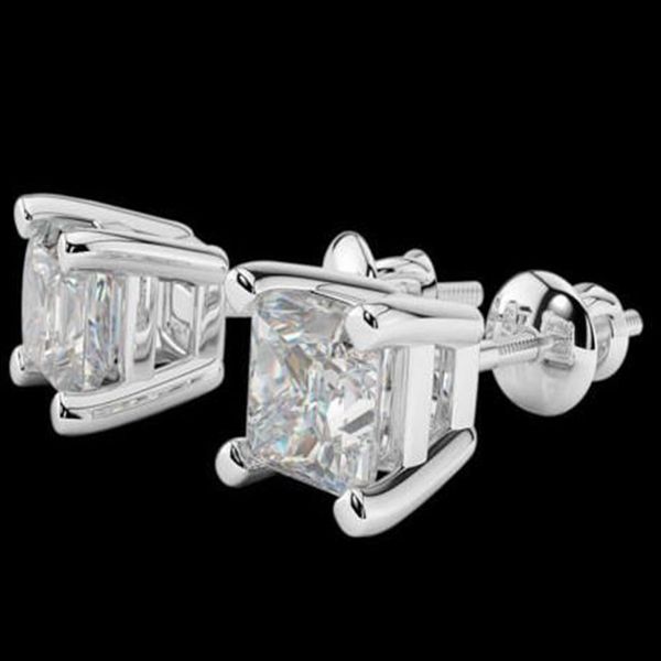 Princess Cut 2 00 CT D SI1 Novos brincos de diamante Lad aprimorados em ouro branco 18K 247O