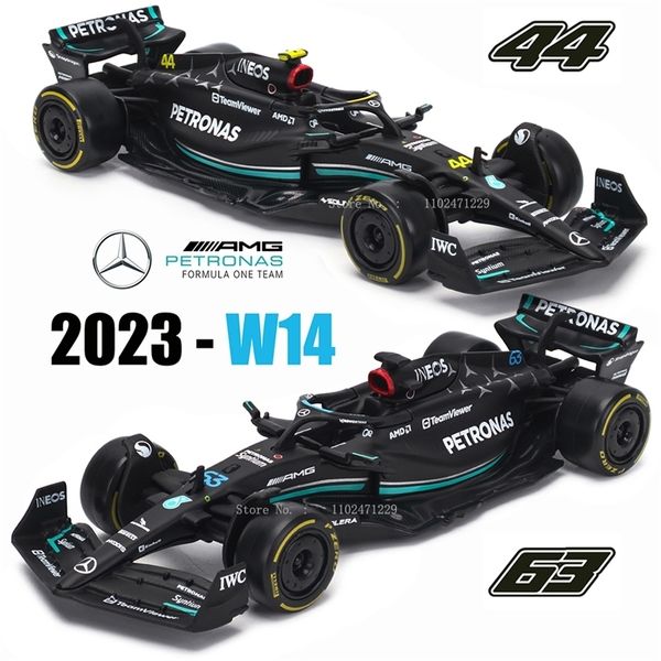 Modelo fundido Bburago 1 43 Mercedes AMG Petronas Team W14 2023 44 Hamilton 63 George Russell Alloy Car Die Cast Model Toy Collectible 231128