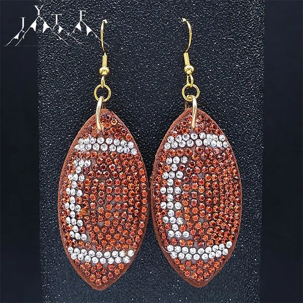 Fascino carino rugby palline da tennis calcio calcio pallacanestro orecchino orecchini di cristallo americano per gioielli da donna 231129