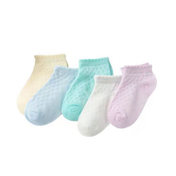 Calcetines transpirables de malla para bebés y niños, calcetín de algodón para niños pequeños de Color sólido de 0 a 5 años