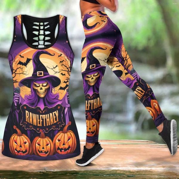 Женские леггинсы, летняя мода, спортивный костюм для йоги, комплект женской спортивной одежды на Хэллоуин HappyPrintXS-8XL