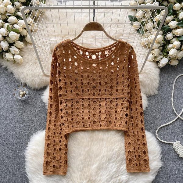 Frauen Blusen Frau Blusas Langarm Bluse Frauen Boho Aushöhlen Häkeln Strand Koreanische Mode Hemd Spitze Elegante Tops Dropship