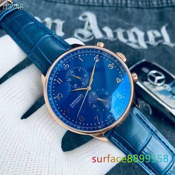 Orologio nuovo cronografo da uomo 11 stile orologio di alta qualità 41MM Portugieser meccanico automatico orologi pilota cassa in acciaio cinturino in vera pelle orologi sportivi