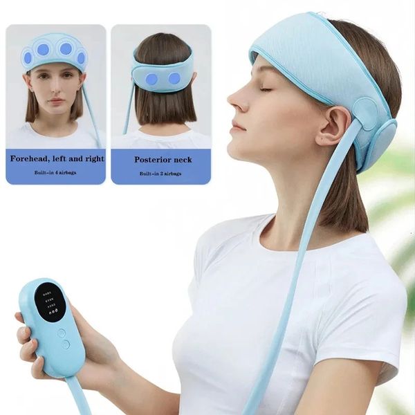 Cabeça massageador elétrico pressão de ar compressa amassar massagem enxaqueca alívio estresse dor de cabeça melhorar o sono airbag bandana 231128