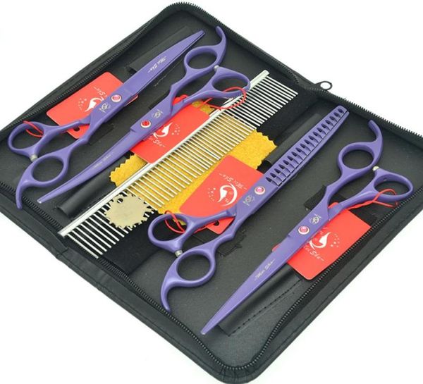 Meisha Cesoie da taglio per cani curvi in acciaio inossidabile da 70 pollici Viola 18 denti Forbici per sfoltire animali domestici Groomer Kit per tagliare i capelli3549841