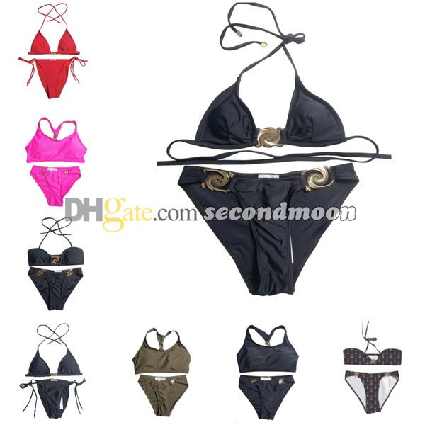 Yüksek bel yüzme giyim kadınlar seksi bölünmüş mayo moda yular bikinis set tasarımcısı hızlı kurutma mayo