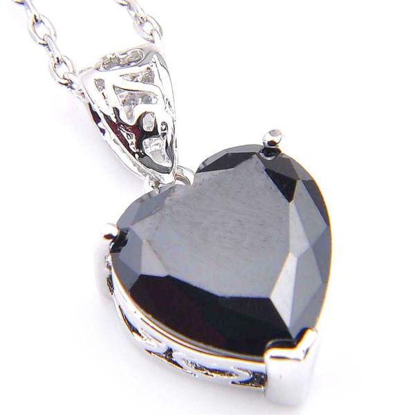 Luckyshine coração fogo preto ônix gemas prata para mulheres pingentes colares cz zircão para festa de férias pingentes womens249x