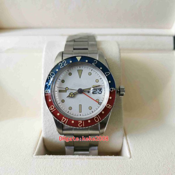 Relógio masculino vintage clássico 40mm GMT 16710 mostrador fosco vermelho azul pepsi relógios inoxidável safira eta 2836 movimento mecânico automático masculino relógios de pulso