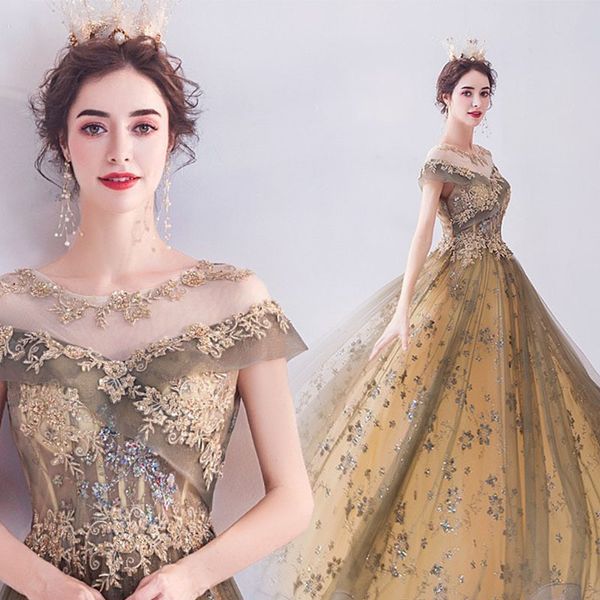 Nuove abiti vintage luccicanti e lucenti abiti da sposa oro gioiello nero alleni in pizzo lungo perle in cristallo abiti da sera indossano abiti da ospite sexy taglie forti 403