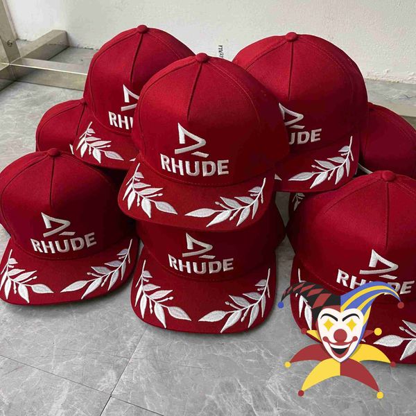 Rot Stickerei Rhude Baseball Cap Männer Frauen Top Version Hut Einstellbar Outdoor Sonnenschutz mit Tags HDQC