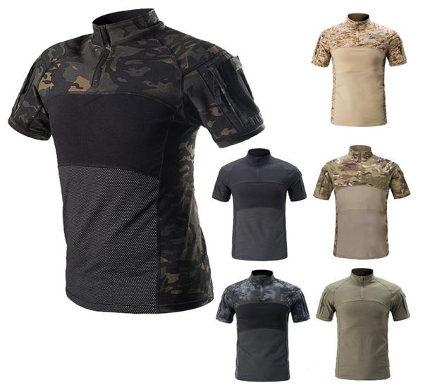 Camuflagem ao ar livre t camisa caça tiro eua vestido de batalha uniforme tático bdu exército combate roupas camo camisa no050148899615