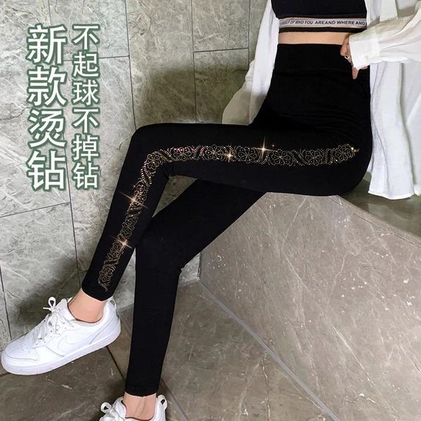 Kadın Tayt Yaz Bahar Siyah Altın İnce Pullu Pantolon Yüksek Bel Artı Boyutu Kalem Pantolon