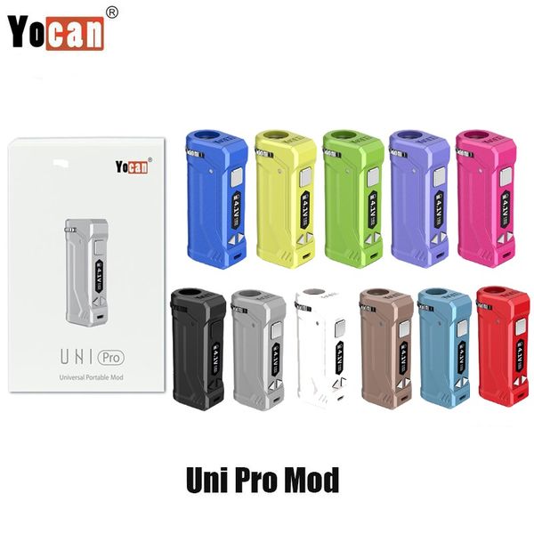 Yocan UNI Pro VV Box Mod 650mAh Bateria com função de pré-aquecimento 10s para cartucho de 510 fios Tanque Vape E cigarro vaporizador 100% original