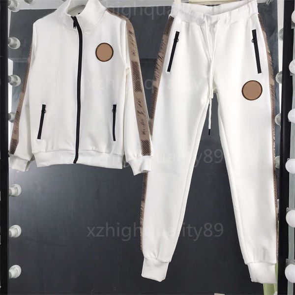 Mulher agasalho feminino sweatsuits jogging terno designer das mulheres sweatsuit branco manga comprida jaqueta calças 2 peça conjunto feminino pantsuit