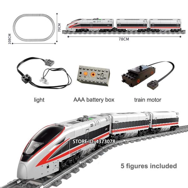 Série técnica trem elétrico cidade trem conjunto com pista mini figuras blocos de construção educacionais brinquedos para crianças c1115205q