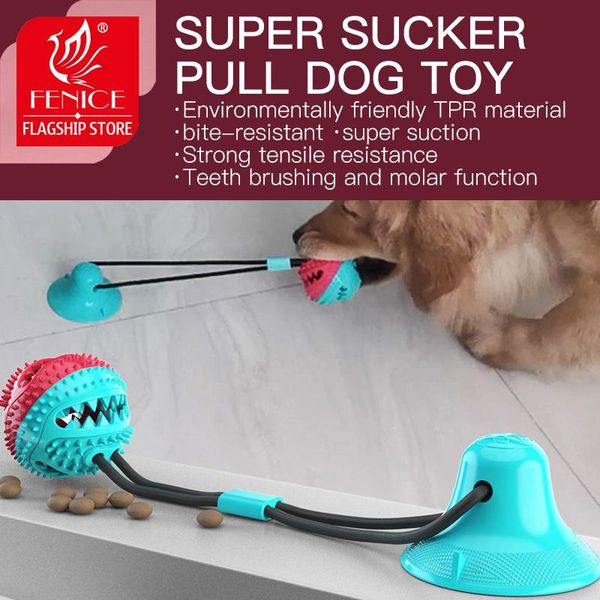 Toys Fenice Köpek Oyuncaklar Pet Puppy Interactive Emme Kupası İtme Tpr Top oyuncaklar Molar ısırık Oyuncak Elastik Halatlar Köpek Diş Temizleme