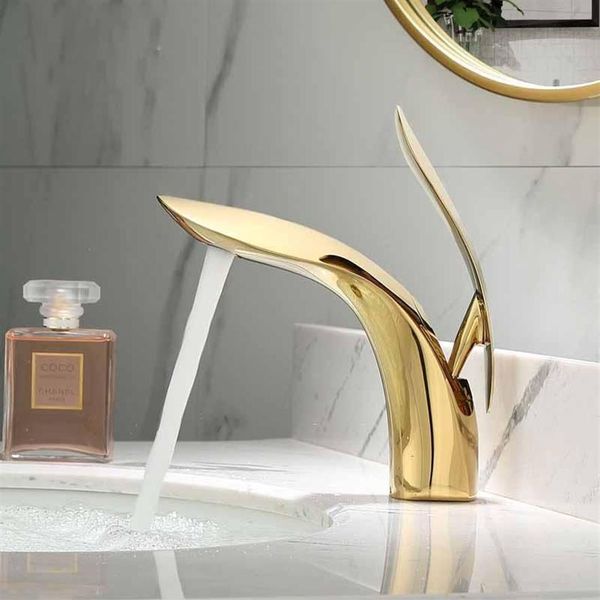 Rubinetti per lavandino del bagno Miscelatore per lavabo Ottone Oro Nero Bianco Lavaggio su piano Maniglia singola e rubinetto freddo Torneira231I