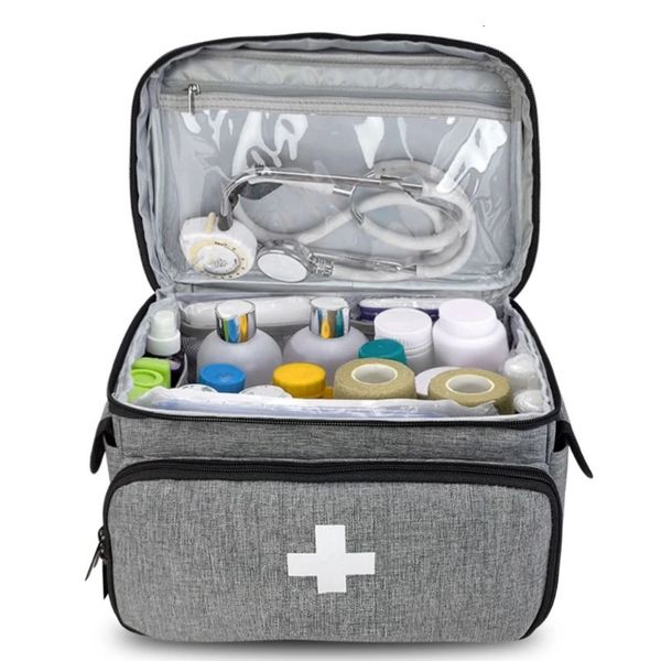 Gadgets ao ar livre Casa Família Kit de Primeiros Socorros Bolsa Grande Capacidade Organizador de Medicina Caixa de Armazenamento Viagem Sobrevivência Emergência Vazia Portátil F 231128