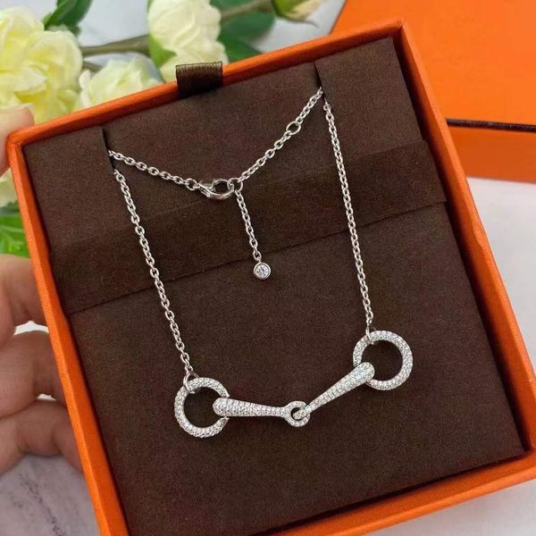 Collana H per donna designer diamante argento 925 placcato oro 18K T0P contatore più alto materiali avanzati designer di marca regalo di lusso in cristallo per la fidanzata 005