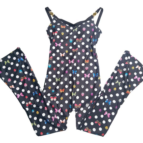 Costume da bagno intero con stampa a pois Tute sexy con fionda Costume da bagno slim senza schienale sexy Costume da bagno imbottito estivo per esterni Abbigliamento primaverile caldo