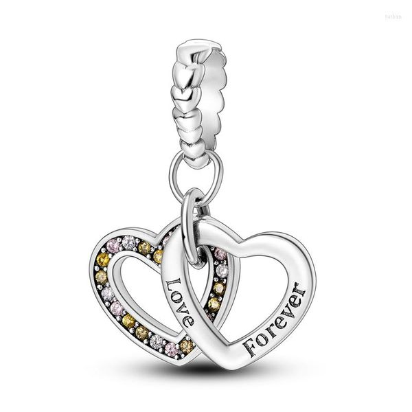 Ciondoli Love Forever Linked Split Ciondola il fascino Fit originale MULA Bracciale Collana Ciondolo Perline Colore argento Donna Creazione di gioielli fai da te