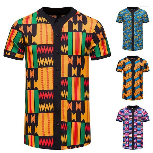 Этническая одежда Men Men Men Men Shirt African Summer Print