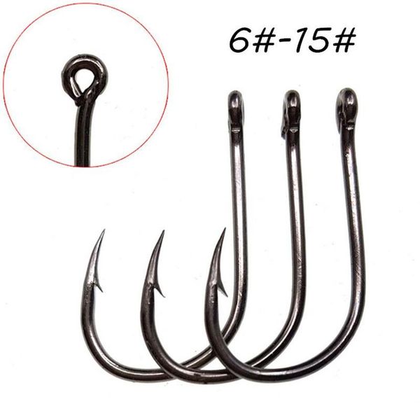 1000 pçs / lote 10 tamanhos 6 #-15 # preto ise gancho de aço alto carbono farpado pesca ganchos anzóis asiáticos carpa pesca equipamento acessórios kl265h