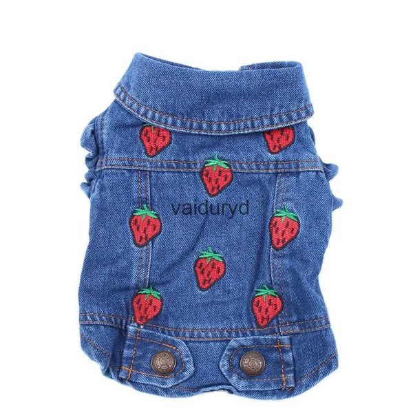 Abbigliamento per cani Jeans Pet et Strawberrys Cappotto di jeans blu Vestito Cucciolo Abbigliamento primavera/autunnovaiduryd