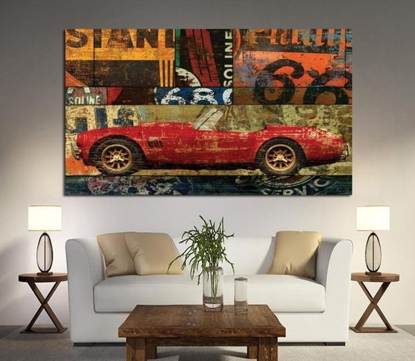 Moderne abstrakte bunte Oldtimer-Motorrad-Ölgemälde auf Leinwand, Graffiti-Poster, Drucke, Wandkunst, Bilder für Wohnzimmer, Ho6850952