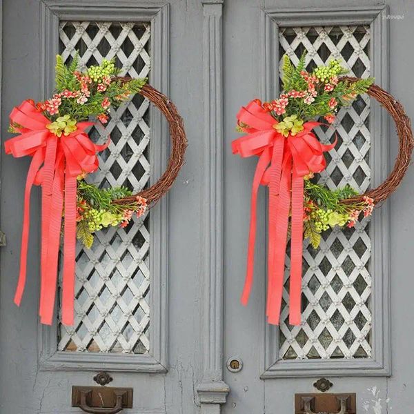 Flores decorativas grinalda de natal porta da frente floco de neve guirlandas pinha oranments para interior ao ar livre escritório em casa férias decoração de natal