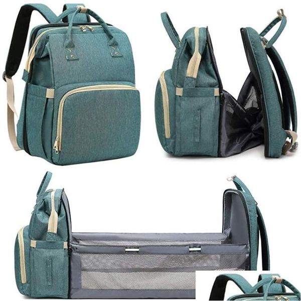 Borse per pannolini Borse per pannolini 3 in 1 Borsa portatile Zaino Asilo nido Lettino da viaggio Culla Fasciatoio Pieghevole Culla Neonato Dormiente Nido D Dh9Bo