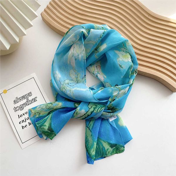 Lenços feminino Espanha Silk pescoço cachecol de luxo Polca de cabelo floral amarrar lenços starard da banda de cabeça e envoltórios de pescoço bandanas sj612 j230428