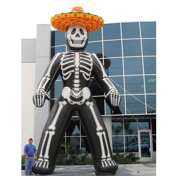 5MH Gigante personalizada ao ar livre Terrível esqueleto inflável Fantasma Black Inflatables Ghosts Figura Modelo para decoração de Halloween