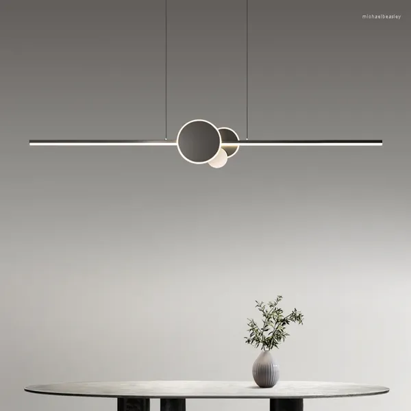 Lustres Minimalista Luz Luxo Longo Sala de Jantar Ilha Candeeiro de Mesa Lustre Uma Palavra Moderna