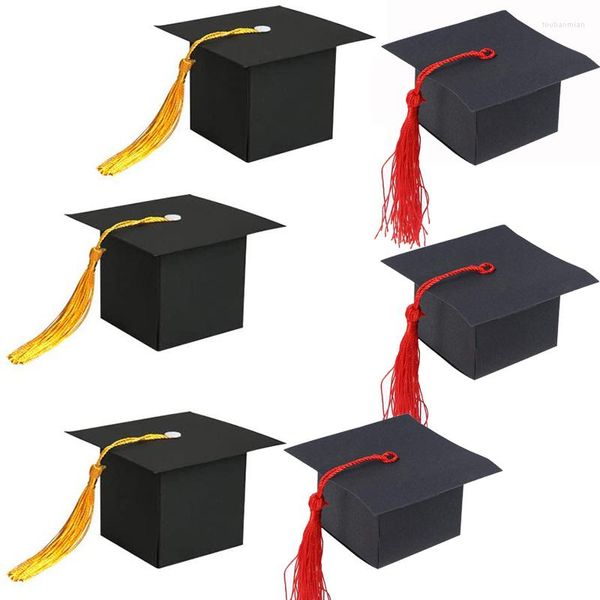 Confezione regalo 5 pezzi Tappo di laurea Scatola di caramelle Classe senior del 2023 High School College Masters Congratulazioni Decorazione della tavola per feste di laurea Bomboniera