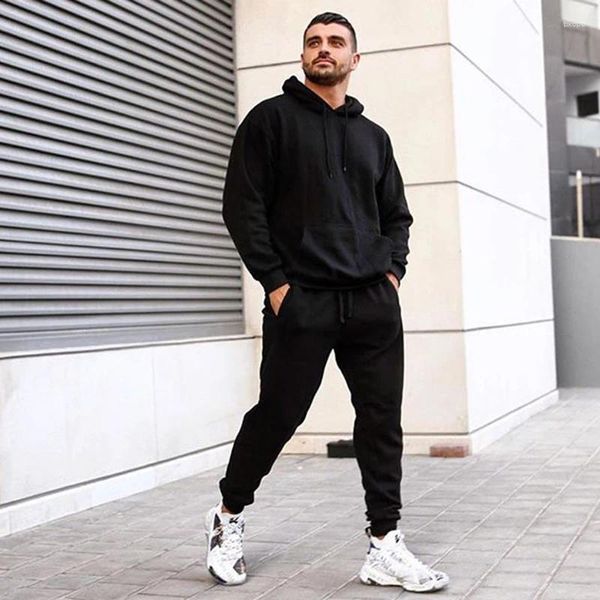 Herren Trainingsanzüge 2023 Winter Hoodie Schwarze Hose 2-teiliges Set Modisches Fleece Casual Jogging Sportswear Anzug Hip-Hop Street