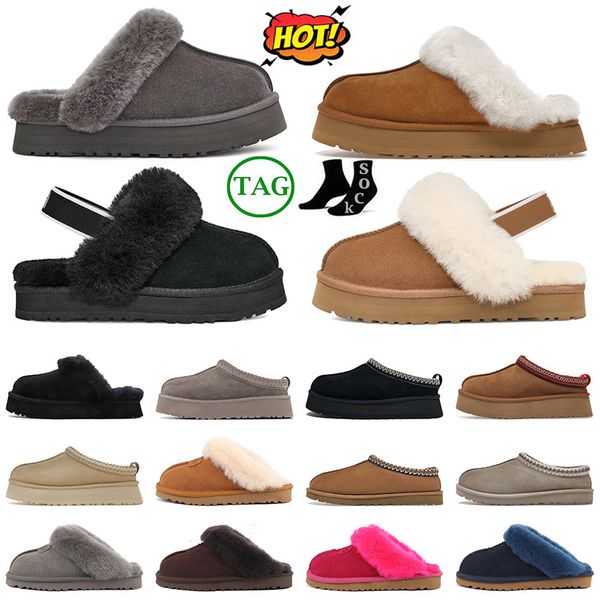 Pantofole Tasman Tazz pantofole pantofole di lana di castagno pelle di pecora australia super mini stivali con la suola spessa inverno uomo uggskid donna scarpe peluche uggsboot di lana superiore