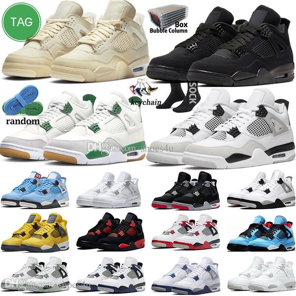 4 Scarpe da pallacanestro da uomo Donna Alternate Military Black Cat Canvas White Oreo Midnight Navy University Blue Sapphire Pine Green Craft Photon Dust Sneakers sportive da uomo