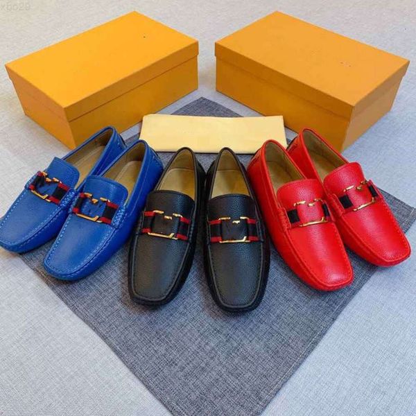 10A40 Model Erkekler Tasarımcı Loafers ayakkabı ofis düğün yürüyüş tarzı adam lüks elbise ayakkabı moda orijinal deri el yapımı iş kırmızı siyah mavi erkek ayakkabı boyutu 38-46