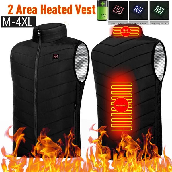 Giacche da uomo Gilet riscaldato a 2 aree Gilet termico elettrico Gilet termico in poliestere Gilet termico Abbigliamento Riscaldamento rapido Lavabile per l'inverno da uomo 231128