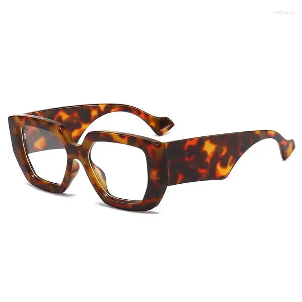 Sonnenbrille Europäischer und amerikanischer Trend, quadratischer Rahmen, breites Spiegelbein, neutral, flach, leicht, modisch, Retro, Street-Po-Damen