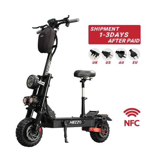 HEZZO Eu Us Warehouse Off-Road Escooter 60V 6000W Dual Motors Spedizione gratuita Cheap 45AH Long Range 100km 11 pollici Fat Tire Scooter elettrico pieghevole di alta qualità