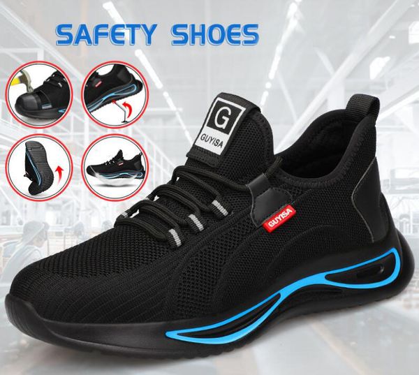Рабочая защитная обувь на воздушной подушке для мужчин и женщин, дышащие рабочие кроссовки, обувь со стальным носком, защитная обувь с защитой от проколов