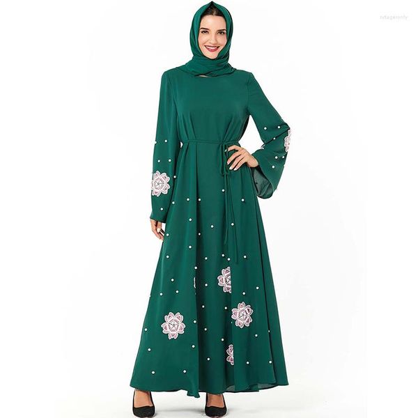 Etnik Giyim Moda Orta Doğu Büyük Boyu Kadınlar İşlemeli Boncuklu Kemer Günlük Salıncak Elbisesi Kadınlar İçin